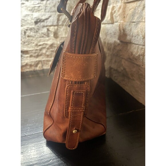 Valenchi Genuine 100% Brown Leather Large Embossed Tooled Floral Shoulder Bag - Picture 3 of 12